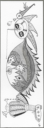 dessin 12 marque page encre de chine noir